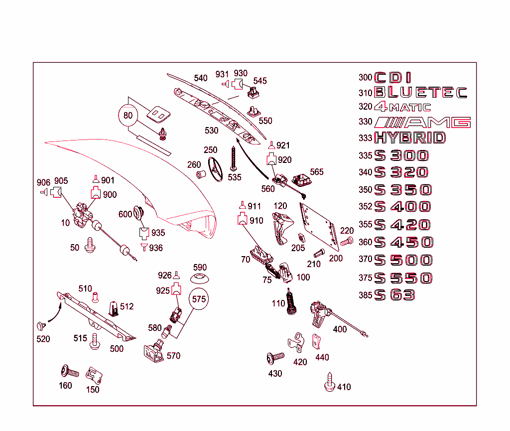 Rear Lid Latch-Type Lock, Rear Lid Attachment Parts