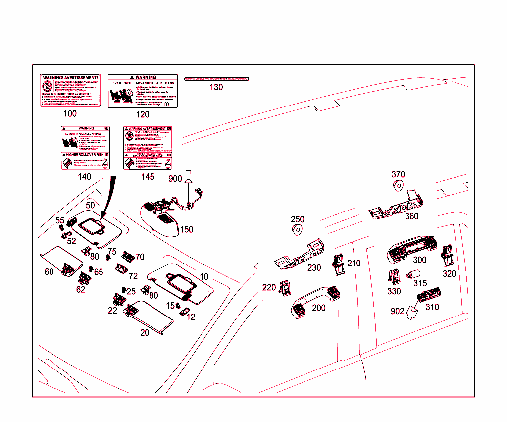 Sun Visor,Interior Mirror, Grab Handle