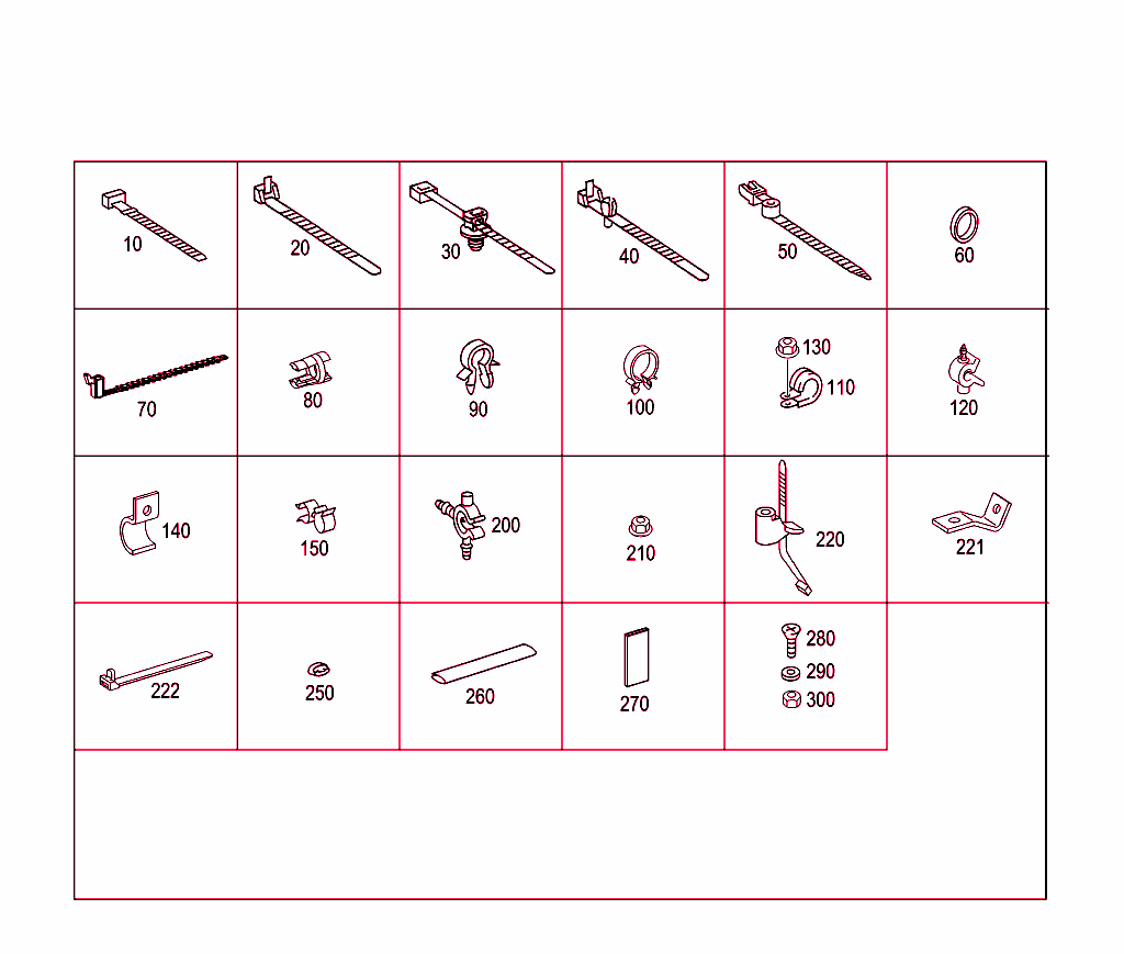 Loom Ties, Cable Mounting Parts And Grommets
