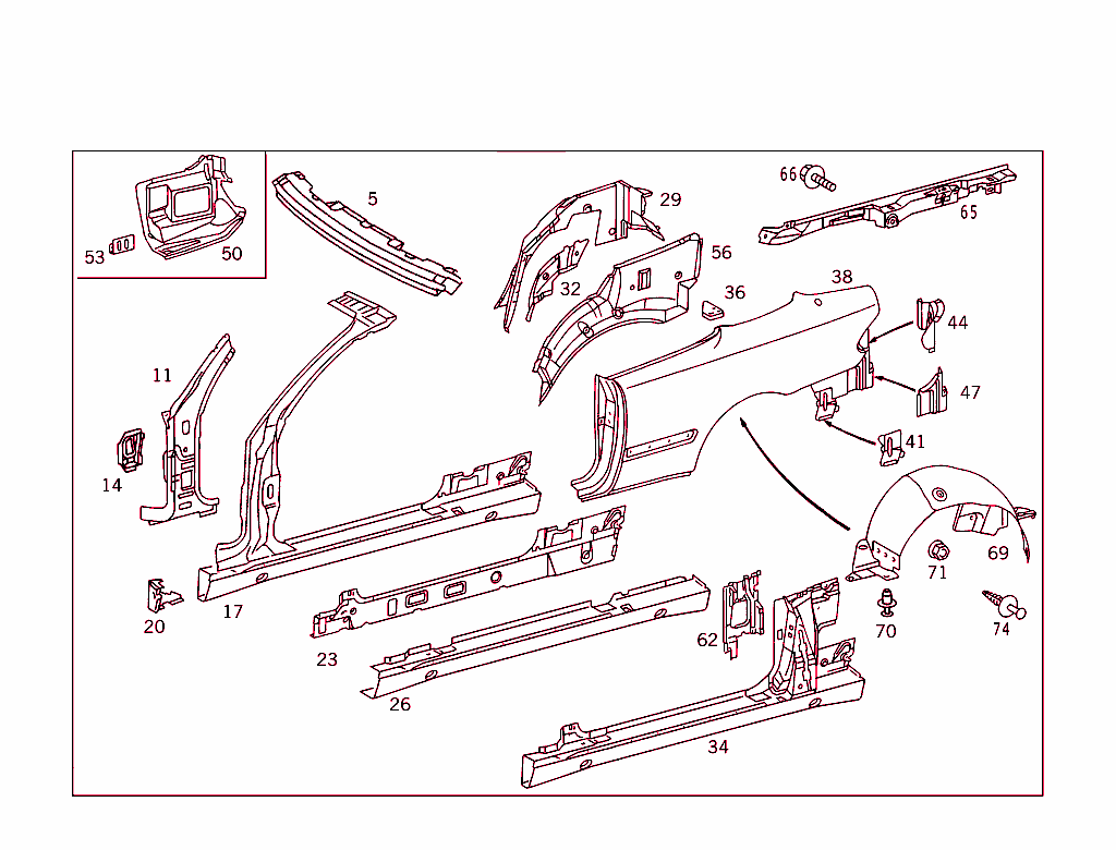 Roof Front Rail & Side Panels On Cabrio (Convertible)