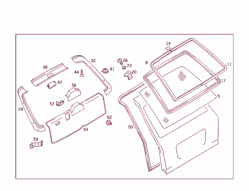 Rear Panel Door Attachment Parts, Rear Panel Door Window