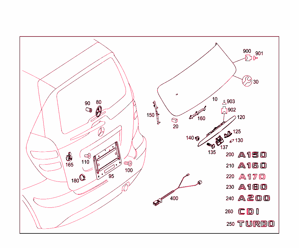Rear Panel Door Attachment Parts, Rear Panel Door Window
