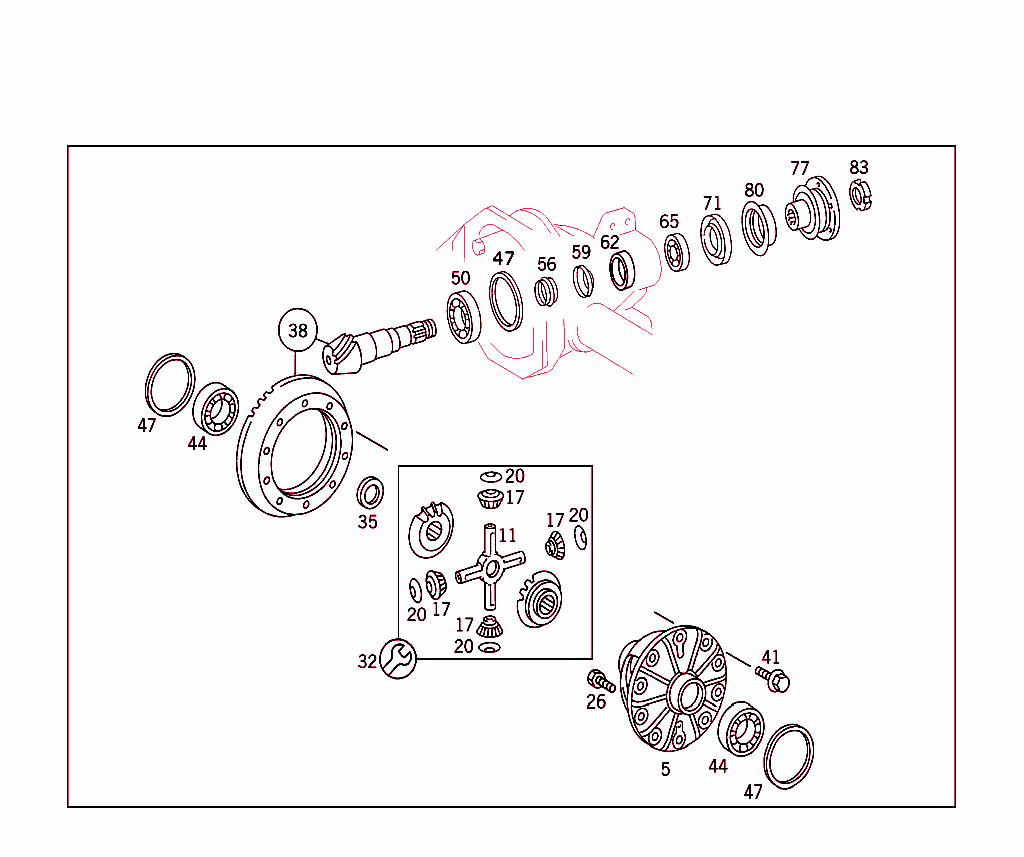 Differential Gear With Drive Shafts