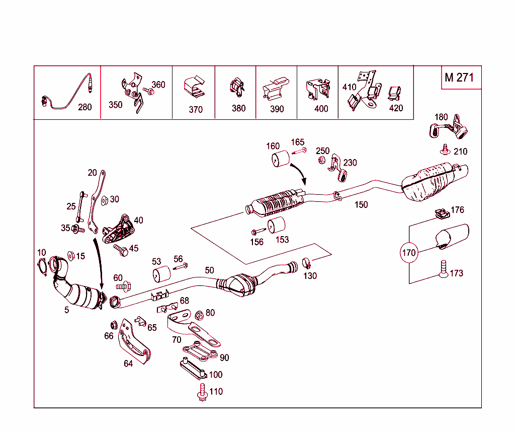 Exhaust System Used On Four-Cylinder Gasoline Vehicles
