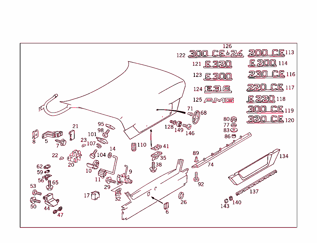 Rear Lid Latch-Type Lock, Rear Lid Attachment Parts
