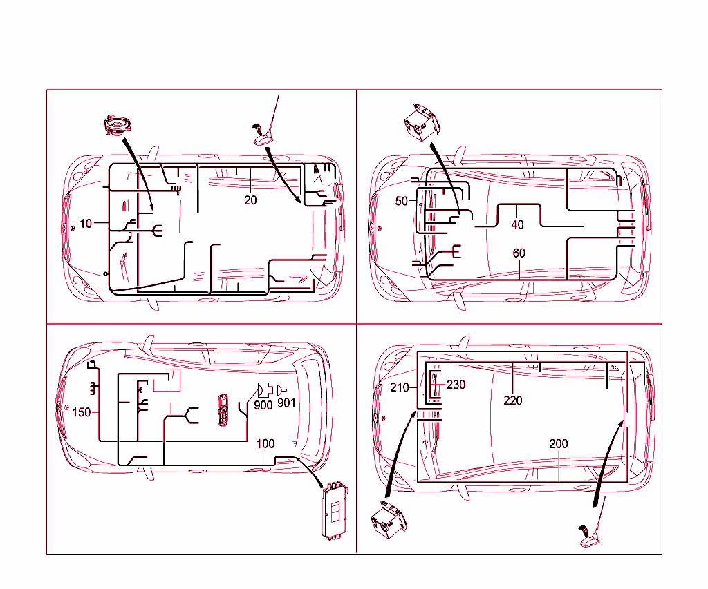 Cable Harness For Radio, Loudspeaker And Cd-Player