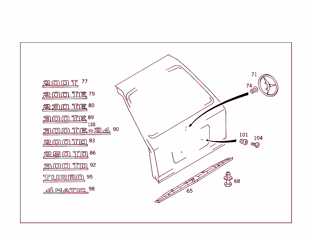Rear Panel Door Attachment Parts, Rear Panel Door Window