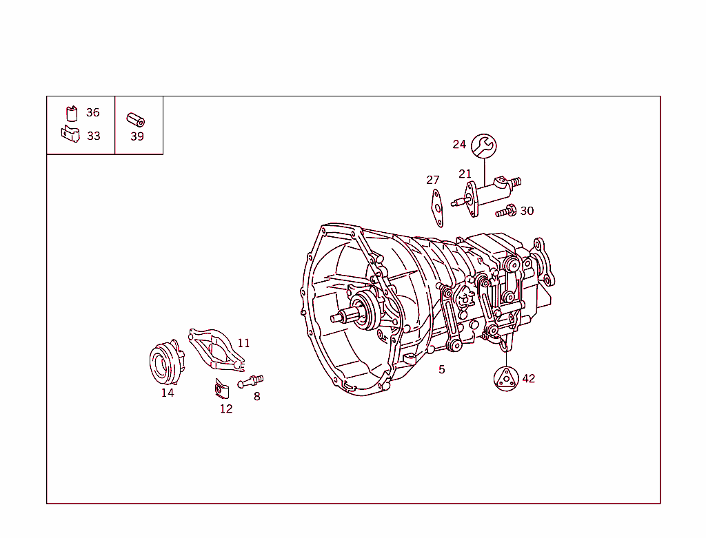 Transmission Assembly With Release Bearing, Slave Cylinder Gasket Kit