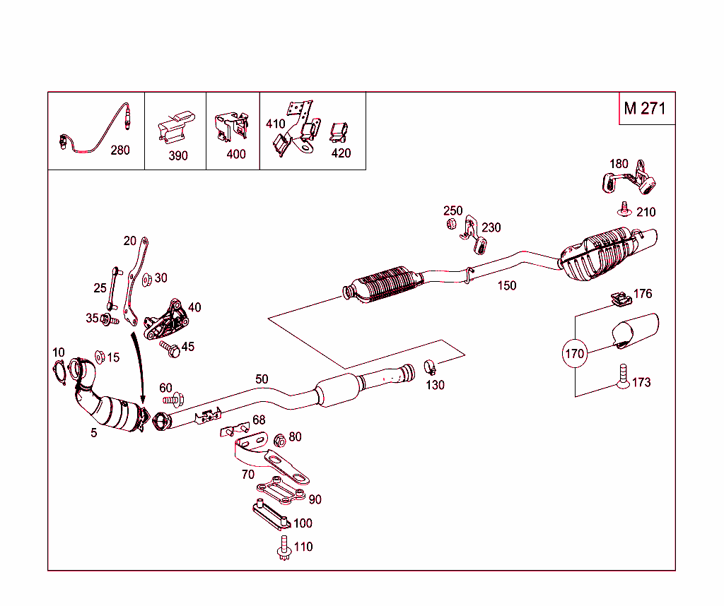 Exhaust System Used On Four-Cylinder Gasoline Vehicles