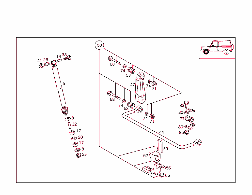 Front Axle Torsion Bar & Shock Absorbers