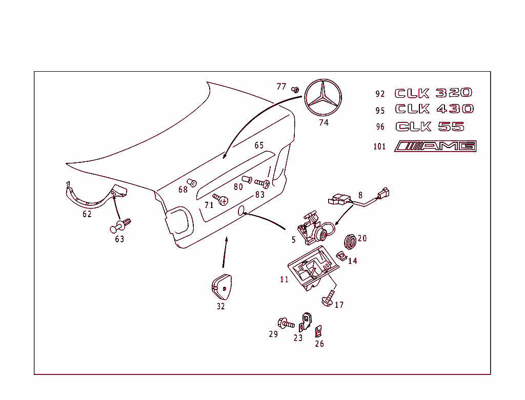Rear Lid Latch-Type Lock, Rear Lid Attachment Parts
