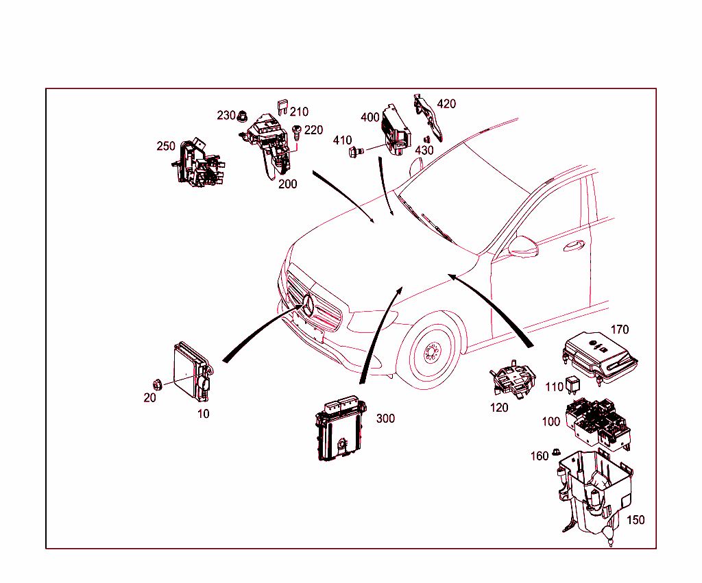 Control Units,Fuse Boxes And Relays In Engine Compartment