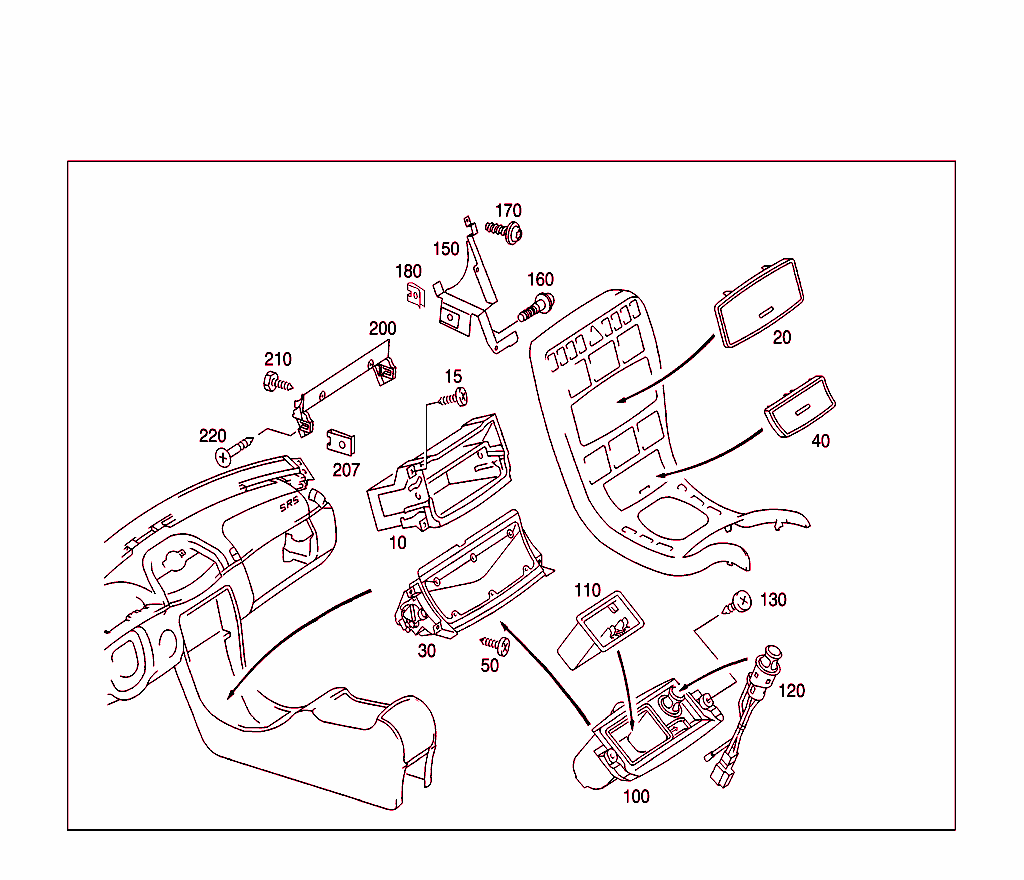 Wood Covering Of Instrument Panel,. Pigeonhole And Ashtray