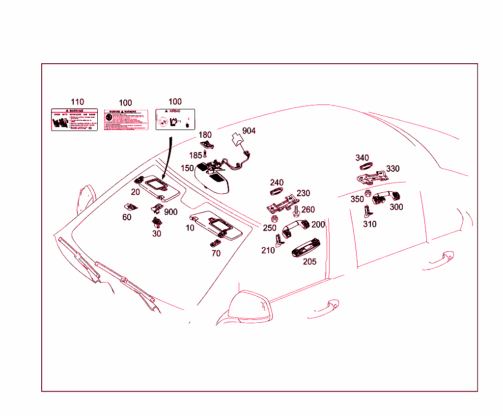 Sun Visor,Interior Mirror, Grab Handle