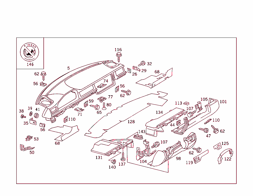 Instrument Panel & Body Parts Used For Co-Driver`s Airbag