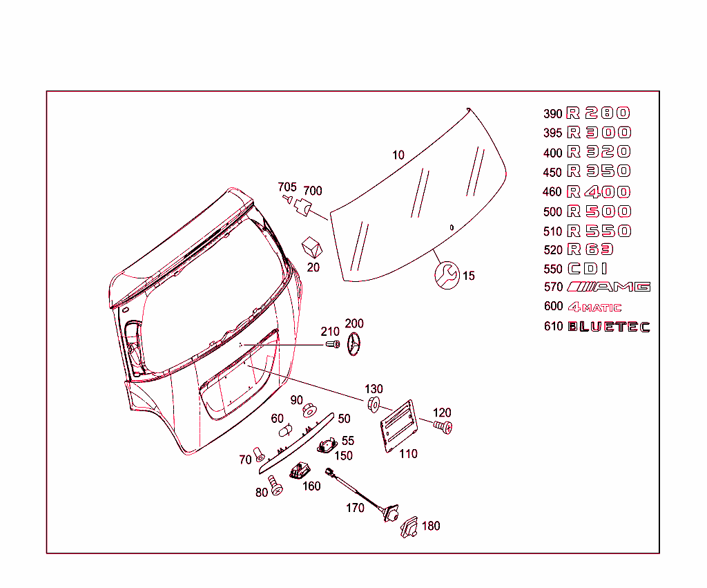 Rear Panel Door Attachment Parts, Rear Panel Door Window
