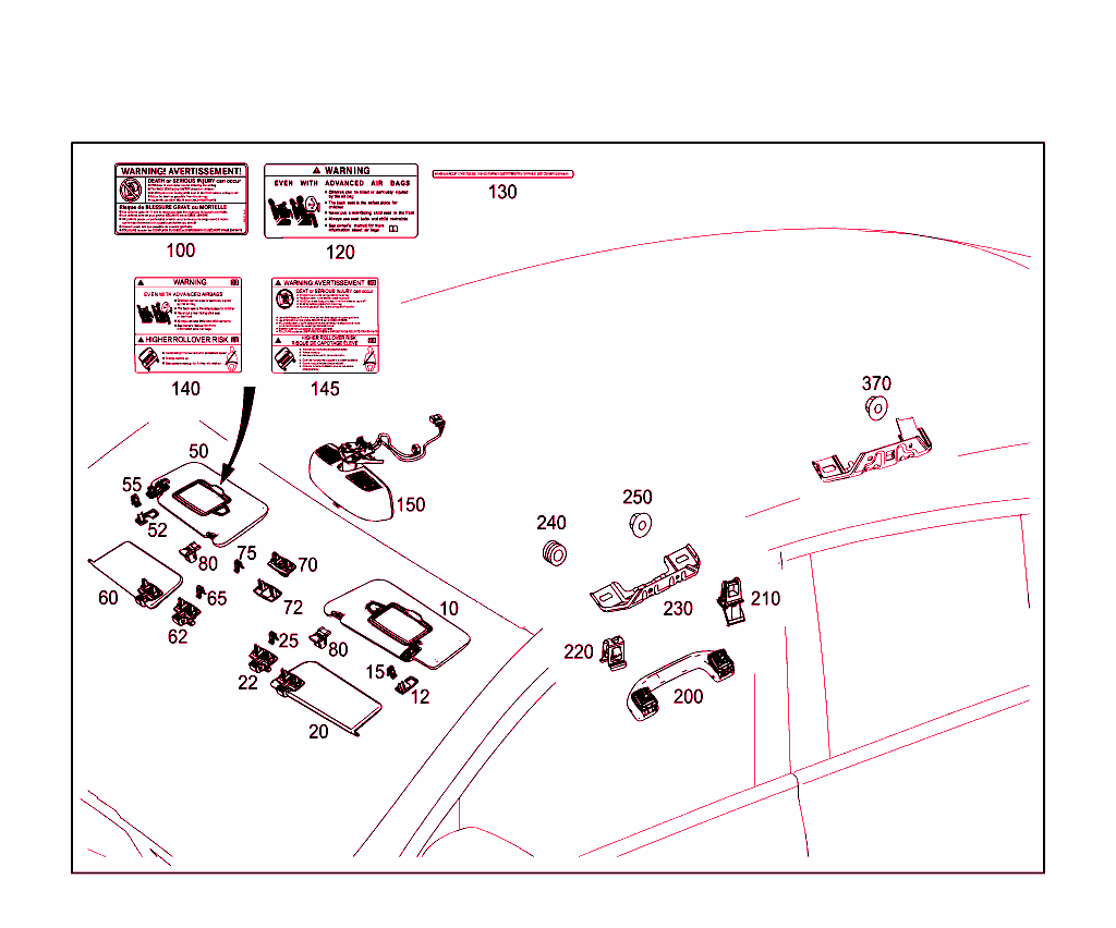 Sun Visor,Interior Mirror, Grab Handle