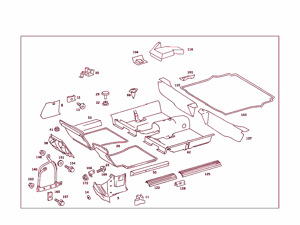 Front Panel Pillar Panelling, Lining On Floor