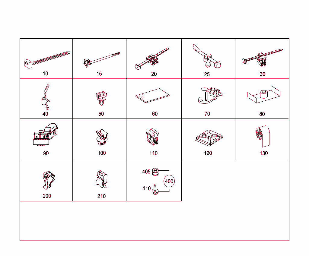 Loom Ties, Cable Mounting Parts And Grommets