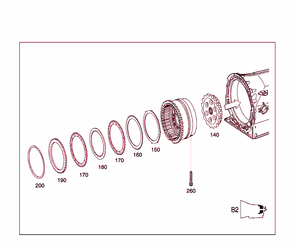 Multiple Disk Brake B2, Multiple Disk Brake B3, Paking Lock Gearwheel