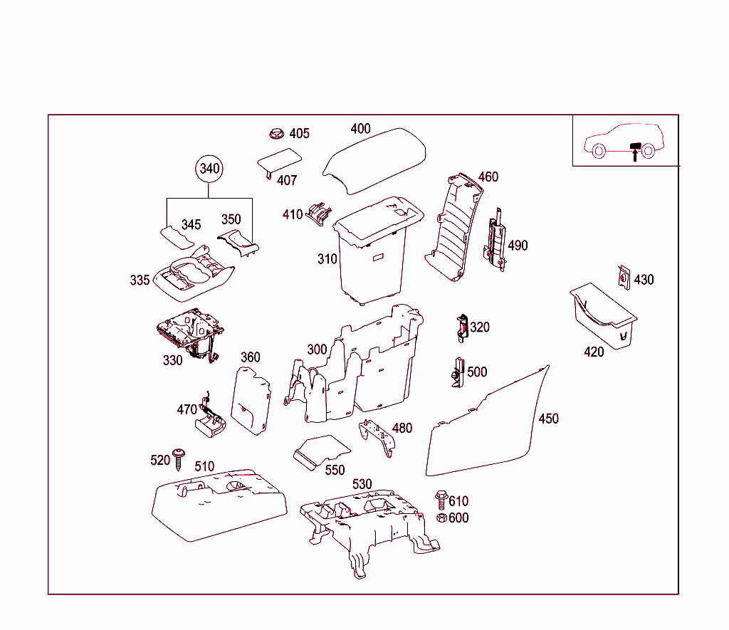 Housing With Tray, Armrest, And Ashtray