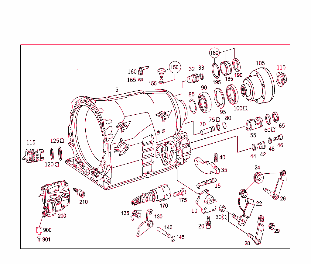Transmission Housing, Output Flange, Parking Lock,Shift Lock,Selector Leber