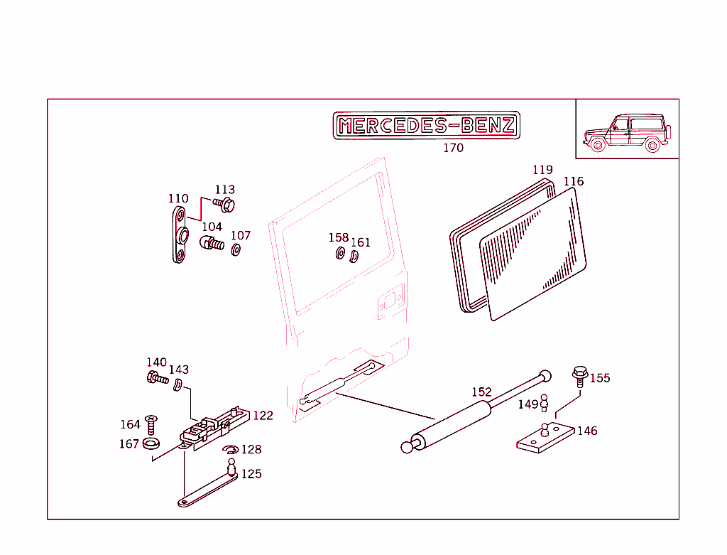 Rear Panel Door Attachment Parts, Rear Panel Door Window