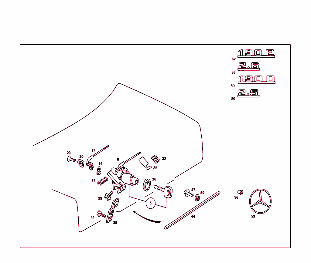 Rear Lid Latch-Type Lock, Rear Lid Attachment Parts