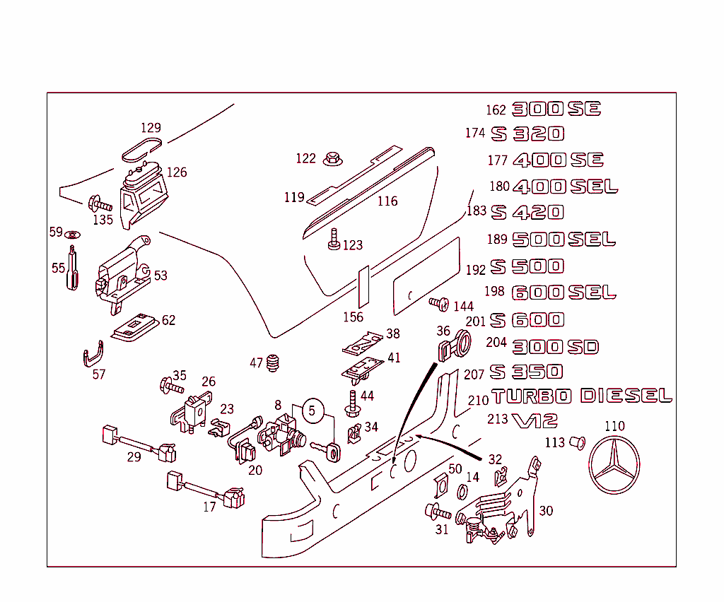 Rear Lid Latch-Type Lock, Rear Lid Attachment Parts