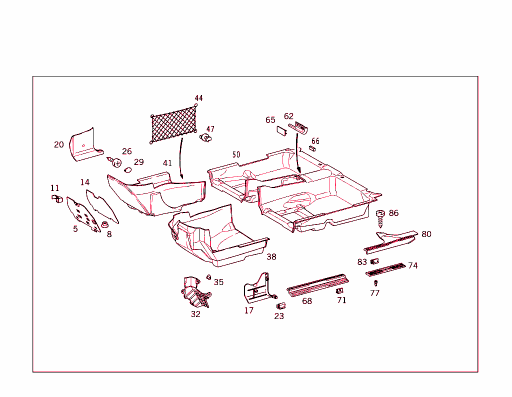 Front Panel Pillar Panelling, Lining On Floor And Footrest
