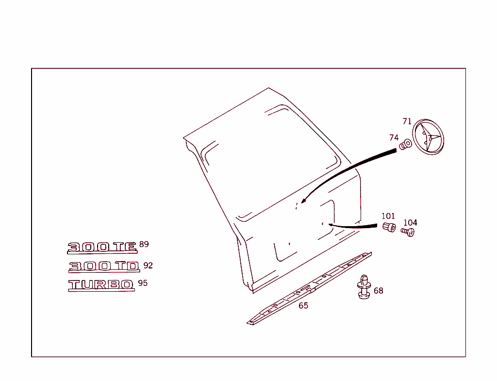 Rear Panel Door Attachment Parts, Rear Panel Door Window