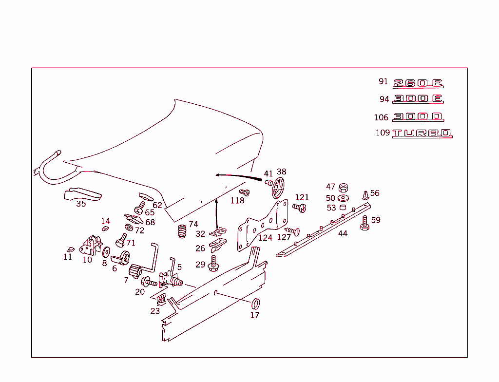 Rear Lid Latch-Type Lock, Rear Lid Attachment Parts