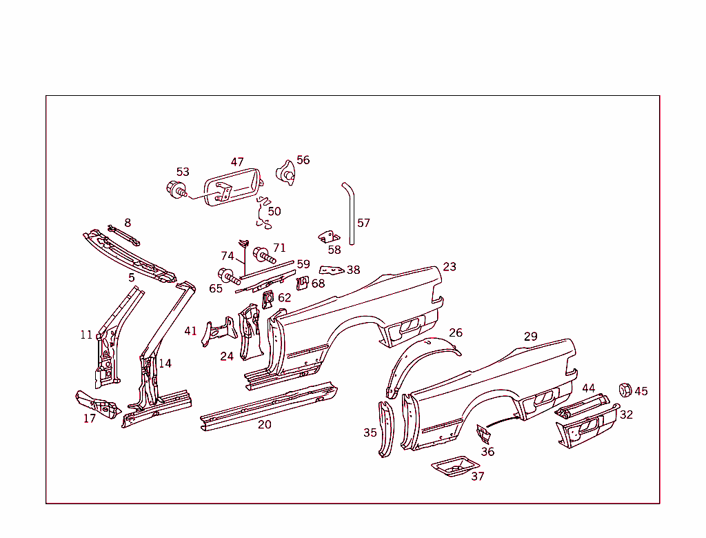 Roof Front Rail & Side Panels On Cabrio (Convertible)