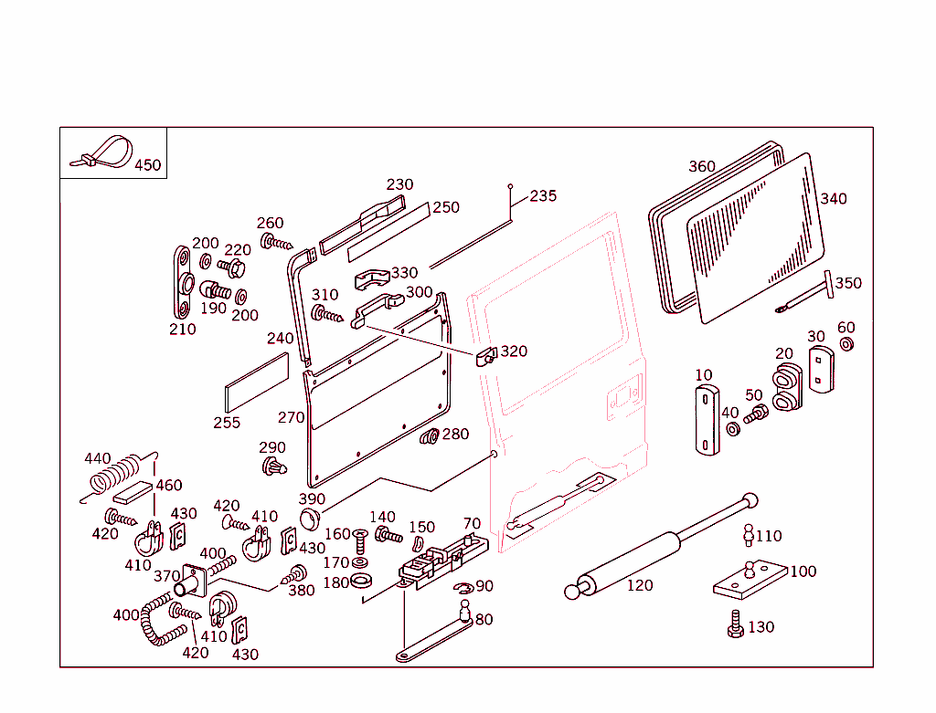 Rear Panel Door Attachment Parts, Rear Panel Door Window