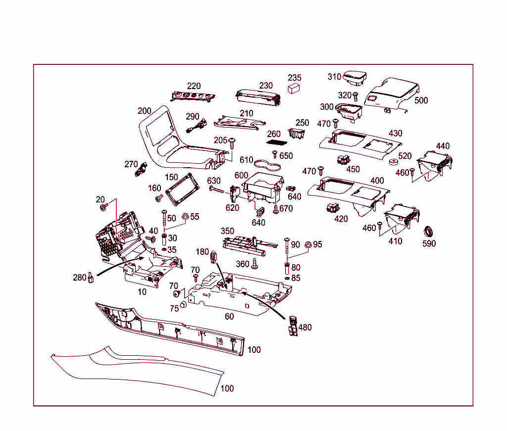 Housing With Tray, Armrest, And Ashtray