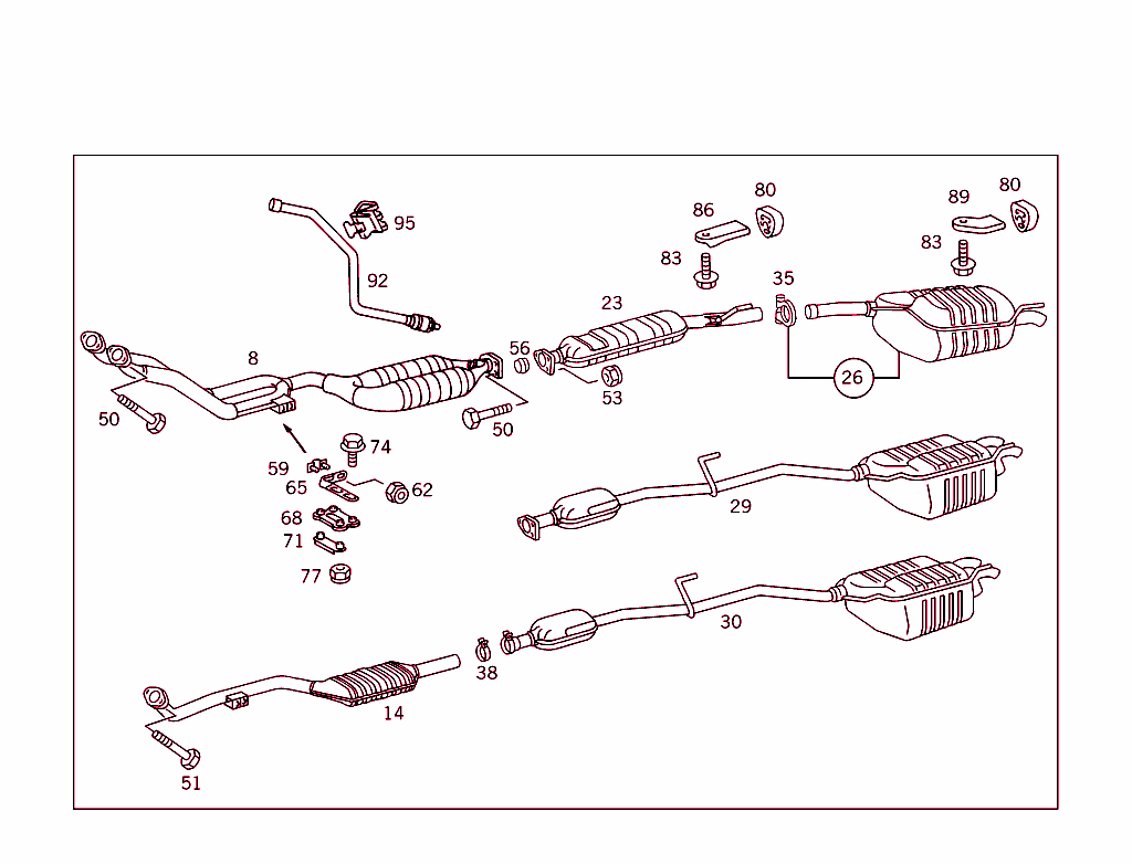 Exhaust System Used On Four-Cylinder Gasoline Vehicles