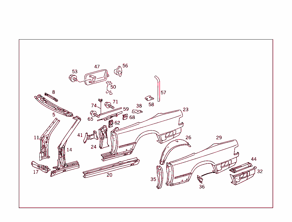 Roof Front Rail & Side Panels On Cabrio (Convertible)