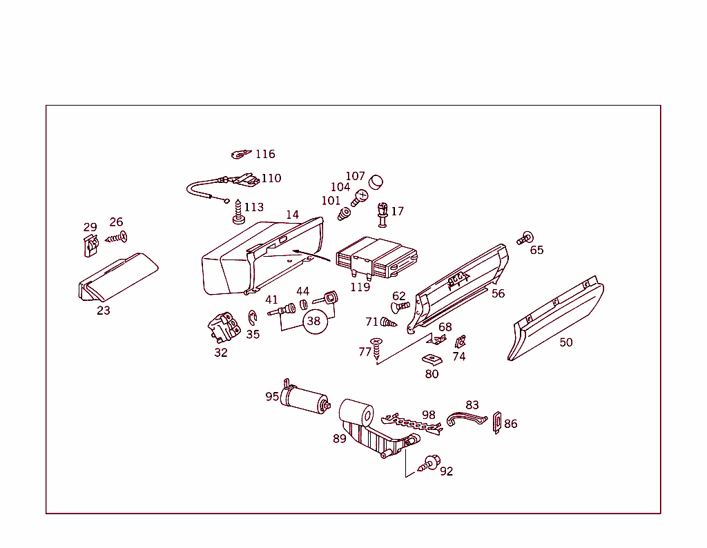 Glove Compartment And Spectacle Shelf In Instrument Panel