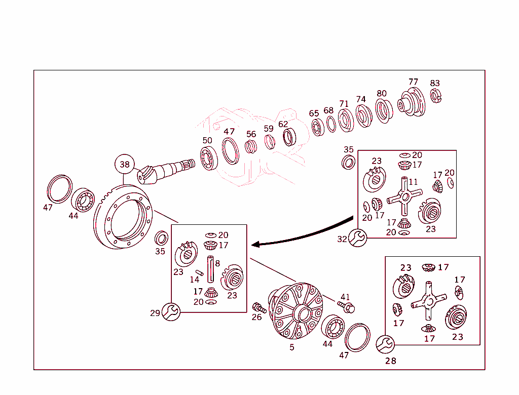 Differential Gear With Drive Shafts