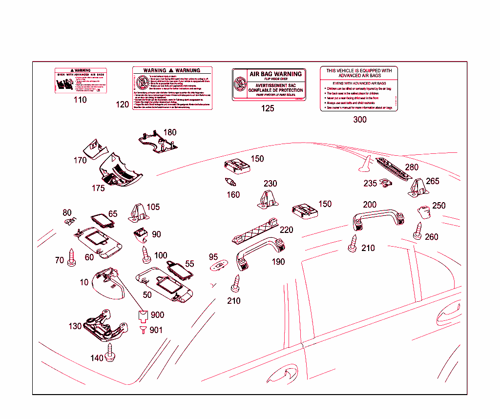 Sun Visor,Interior Mirror, Grab Handle