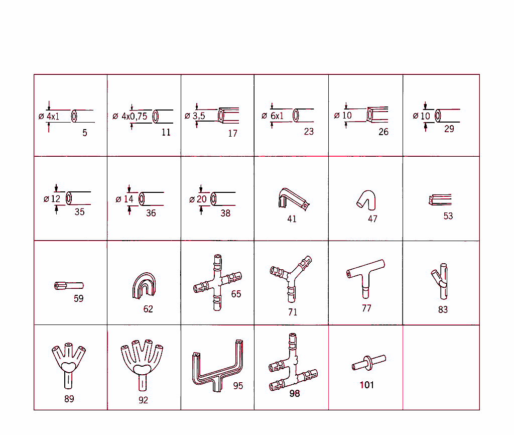 Collective Illustration Vacuum System Connecting Parts