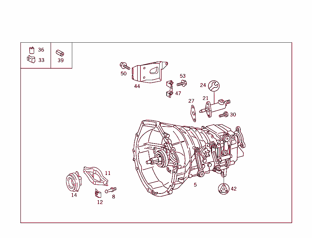 Transmission Assembly With Release Bearing, Slave Cylinder Gasket Kit