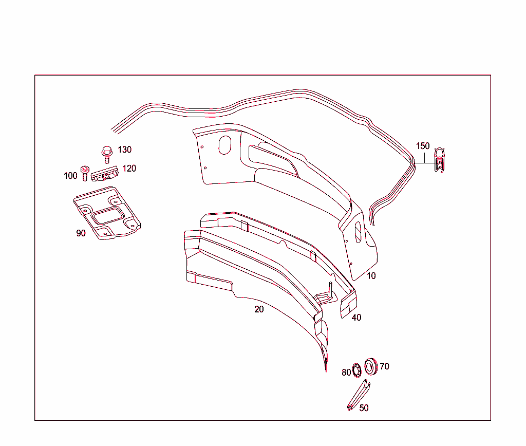 Engine Compartment Partition Panel, Wheelhouse Attachment Parts