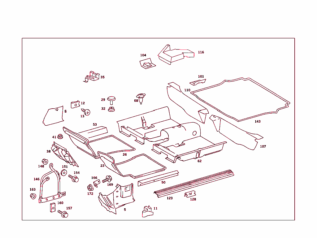 Front Panel Pillar Panelling, Lining On Floor