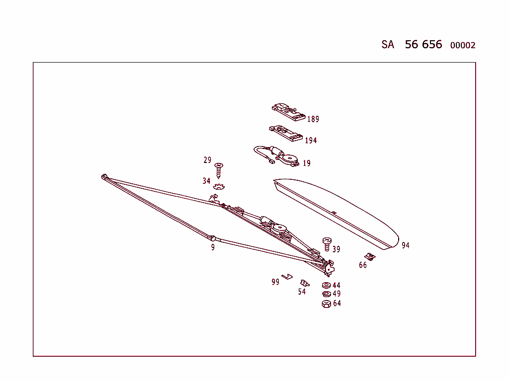Rear Window Roller Blind (For Type 124 Electrical Parts, See Standard Microfiche, Group 82)