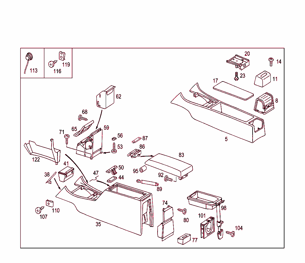 Housing With Tray, Armrest, And Ashtray