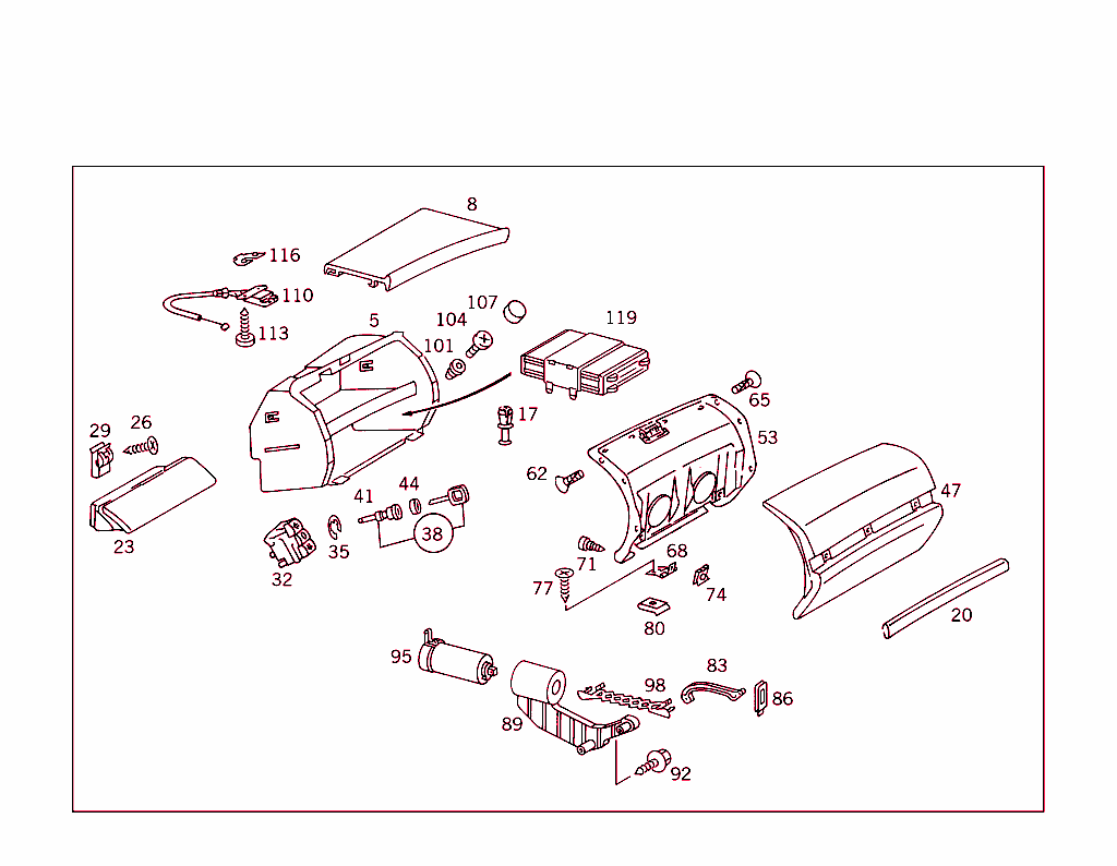 Glove Compartment And Spectacle Shelf In Instrument Panel