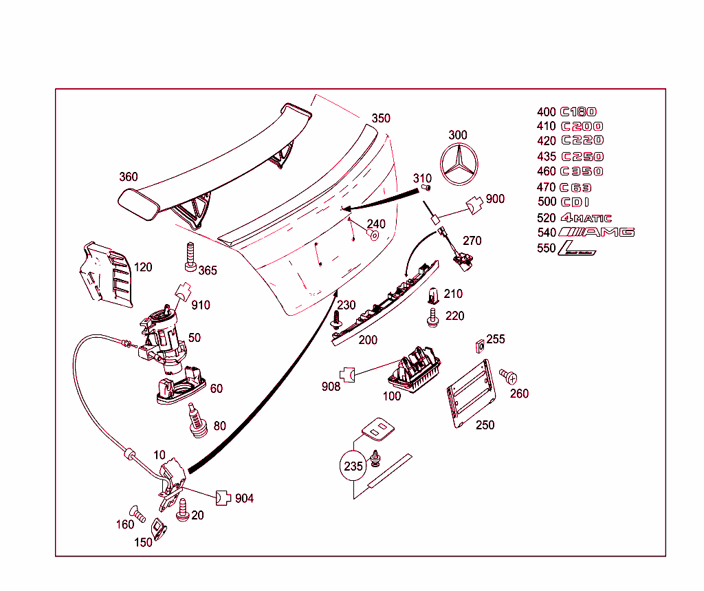 Rear Lid Latch-Type Lock, Rear Lid Attachment Parts