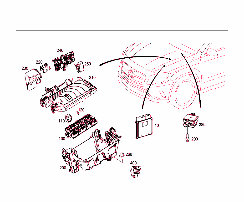 Control Units,Fuse Boxes And Relays In Engine Compartment