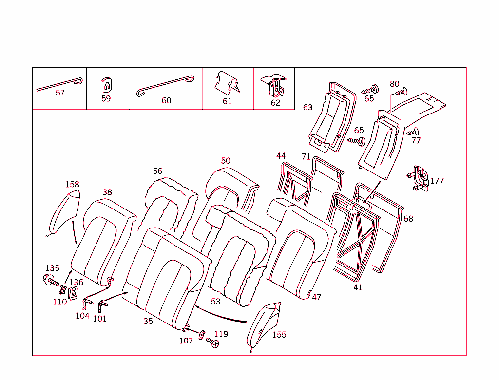 Rear Seat Bench,Divided